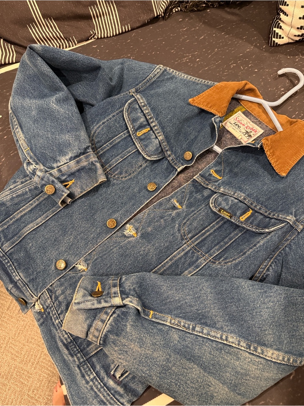 Vintage Lee Storm Rider Youth XL Denim Jacket with Corduroy Collar